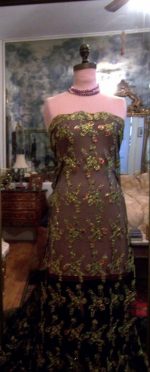 2yds-BLACK-ORGANZA-W-METALLIC-GOLD-DAZZLING-SEQUINS-SEWN-ON-SPARKLING-EVENING-9