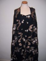 3-YARDS-BLACK-GEORGETTE-HAND-PAINTED-GRAND-CLIMBING-GOLD-SCROLLS-BEADED-BORDER-2