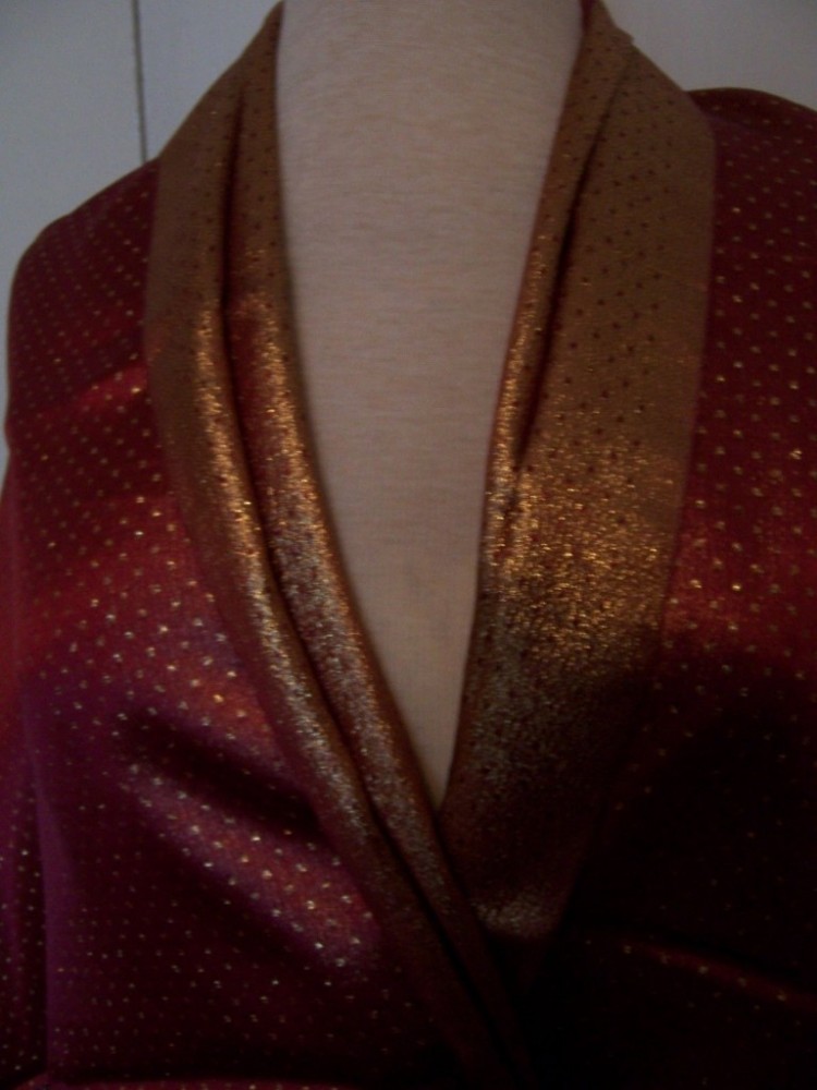 4.88yds-GORGEOUS-REVERSIBLE-BURGUNDY-SATIN-W-GOLD-POLKA-DOTS-GOLD-w-BURGUNDY-5
