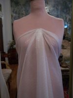 4yds-STUNNING-PURE-SILK-CHIFFON-OFF-WHITE-w-GOLD-PINTRIPE-DESIGNER-FABRIC-1