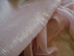 5.5y-DESIGNER-FABRIC-LIGHTEST-PALE-PINK-SILK-CHIFFON-W-METALLIC-GOLD-PINSTRIPE