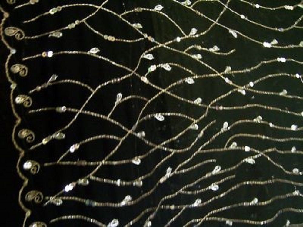 6yds-SPARKLING-DESIGNER-FABRIC-BLACK-CHIFFON-W-SILVER-SEQUINS-CLIMBING-VINES-13