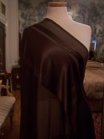 DESIGNER-FABRIC-BROWN-CHIFFON-SATIN-BORDER-BLK-LINES-2yds-1