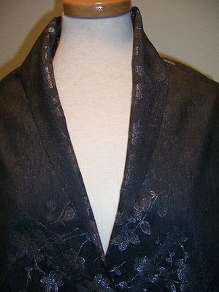 DESIGNER-FABRIC-CHARCOAL-GREY-SHIMMERY-FLORAL-BROCADE-3Yd-2