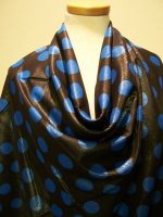 DESIGNER-FABRIC-SPARKLING-ITALIAN-SILK-BLACK-W-BLUE-DOTS-SHOT-IN-METALLIC-GOLD-4