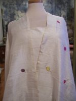 GOLD-OUTLINED-MULTICOLOR-DOTS-ON-OFF-WHITE-DUPIONI-SILK-FABRIC-SOLID-FABRIC-6