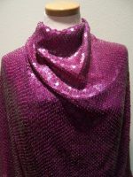 27inch X 25inch HAND SEQUINED ALL OVER CRUSTED AND BEADED SILK CHIFFON PURPLE