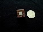 2 ANTIQUE GOLD SQUARE FRAMED OFF WHITE 3/4" BUTTONS