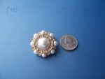 2 ELEGANT DRESSY LARGE CLUSTER GLOWING PEARL BUTTONS IN GOLDEN SHANK SETTING