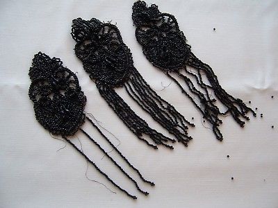 3-ANTIQUE-FRENCH-BLACK-BEADED-FRINGED-SCROLL-MEDALLIONS-2