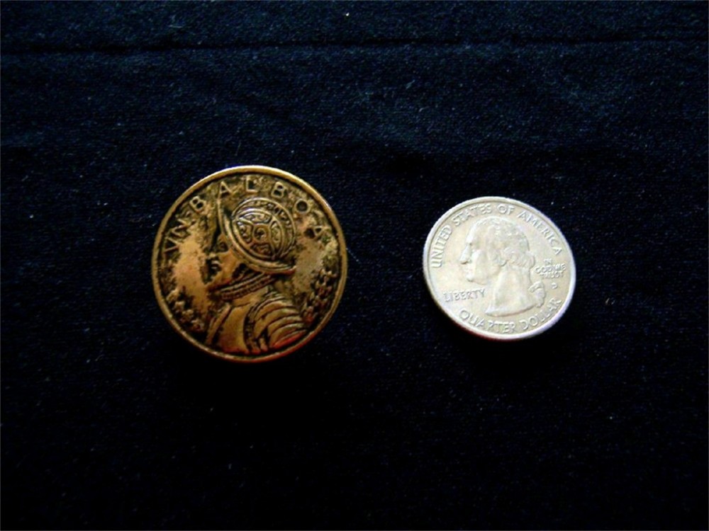 3 Antiqued Gold Conquistador 1.12 inch BUTTONS #131