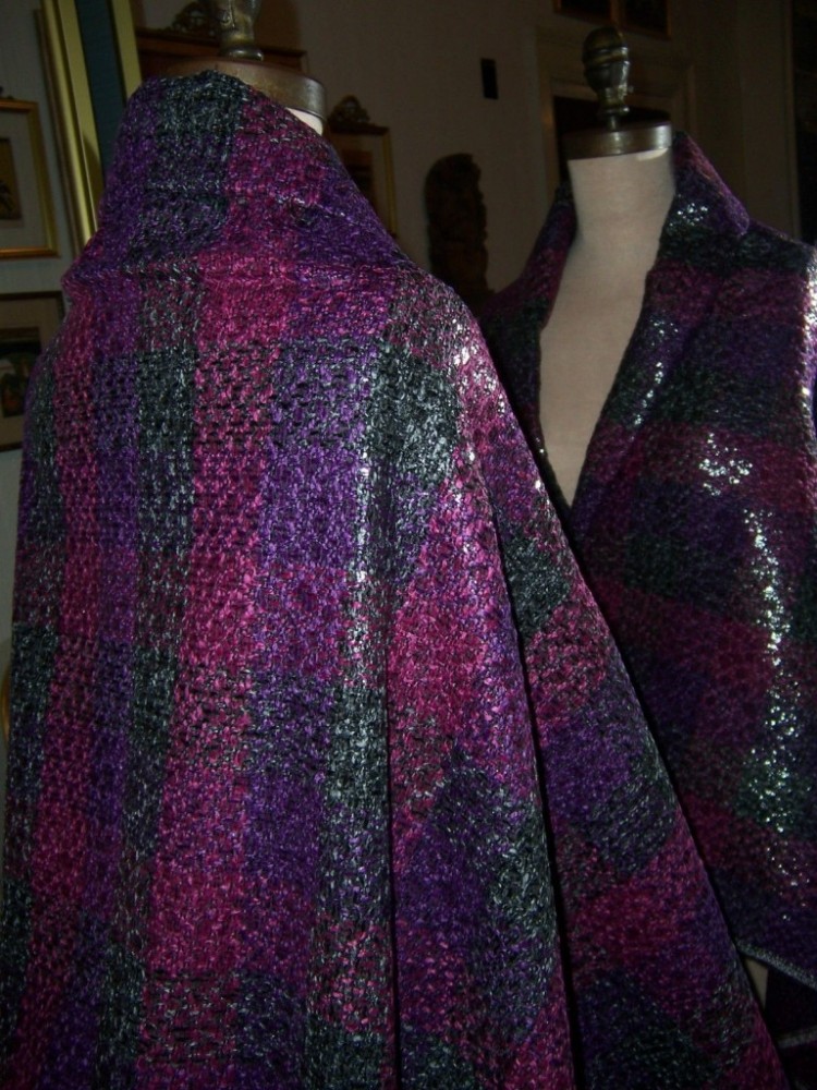 3yds-CHIC-PURPLE-PINK-BLACK-SUITING-PLAID-W-CLEAR-GLISTENING-SEQUIN-OVERLAY-4