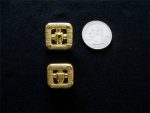 4 SHINY GOLD WRAPPED SQUARES  7/8  inch BUTTONS  #117-A