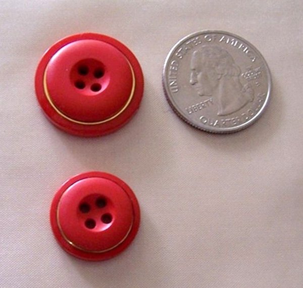 4 VINTAGE GOLD ACCENT ORANGE DOUBLE STACK 3/4" BUTTONS