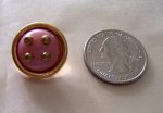 5 VINTAGE PINK GOLD DOT ACCENT GOLD RIM 7/8" BUTTONS