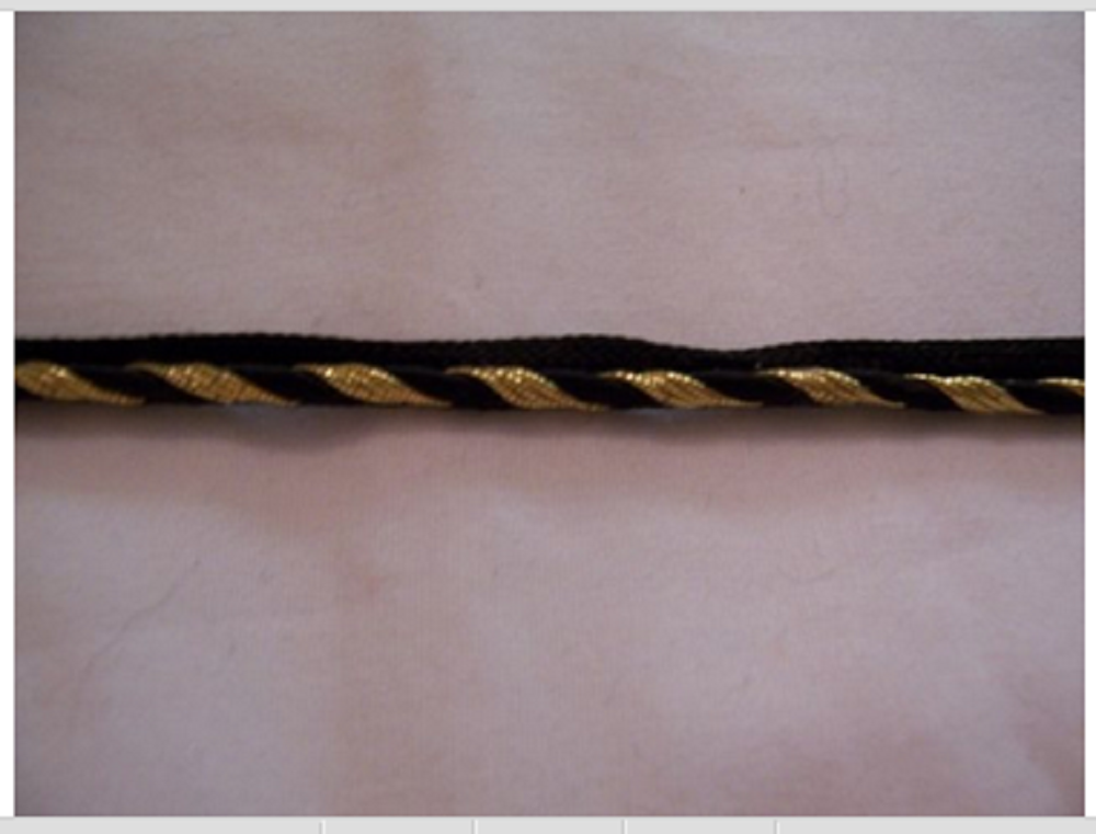 5yds-GORGEOUS-TWISTED-18inch-BLACK-METALLIC-GOLD-ROPE-PIPING-TRIM