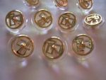6 GEOMETRIC GOLD CENTER TRANSPARENT 7/8" BUTTONS