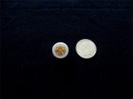 6 OFF WHITE 9/16" ROUND BUTTONS GOLD FILIGREE CENTER