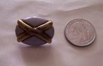 6 OVAL MAUVEY BEIGE W GOLD X CENTER 1.12" x 3/4" BUTTONS #46