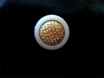 6 TEXTURED GOLD DOME CENTER 1.5" WHITE RIM BUTTONS