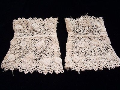 ANTIQUE-DELICATE-SUPERFINE-VENISE-TYPE-LACE-CUFFS-FLORAL-OPENWORK-DESIGN-3