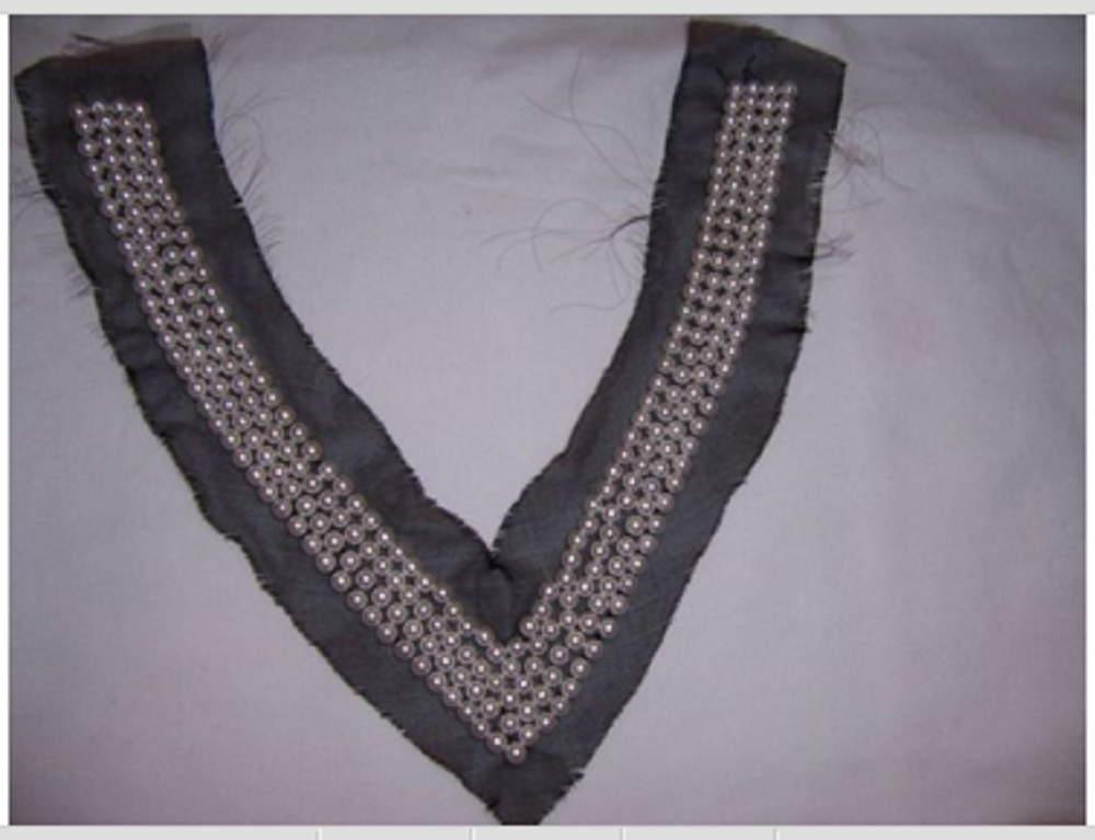 BEADED-V-NECK-ACCENT-4-ROWS-WHITE-PEARLS-ON-BLACK
