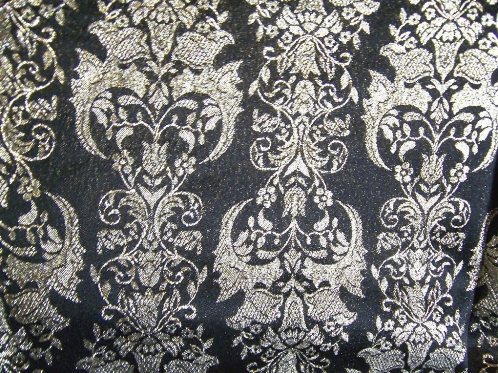 BLK-GOLD-BROCADE-FABRIC-PIECES-EVENING-BAG-TRIM-CLOTHING-CRAFTS-16-1