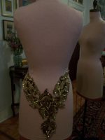 BROWN-DAZZLING-GOLD-THREAD-SEQUINS-SCROLLS-APPLIQUE-4