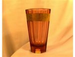 DAZZLING-MAGNIFICENT-MOSER-CRYSTAL-ROSE-COLOR-FACETTED-VASE-GOLD-AMAZONIA-BORDER-1