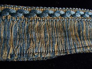 DESIGNER-FRENCH-SILKY-BRUSH-FRINGE-LT-GOLD-TURQUOISE