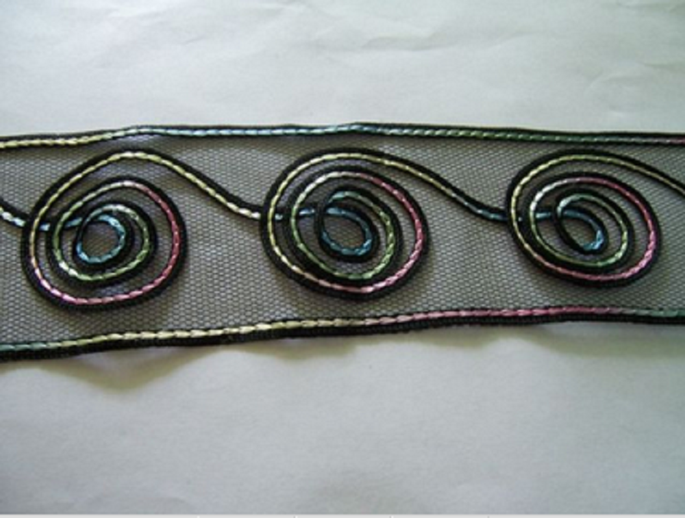 DESIGNER-TRIMMING-BLACK-NET-BLACK-BRAID-EMBROIDERED-4.2yds