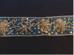 DESIGNER-TRIMMING-TEAL-SARI-BORDER-GOLD-THREAD-SEQUIN-HAND-EMBROIDERY-7.5yd