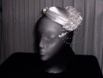 GORGEOUS-BRIDAL-HEADPIECE-OFF-WHITE-SATN-PILLBOX-ACCENTED-W-ROSES-PEARLS-4