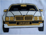 STUNNING-EMBROIDERY-IRON-ON-APPLIQUE-WHITE-BLACK-GOLD-JAGUAR-LUXURY-AUTOMOBILE