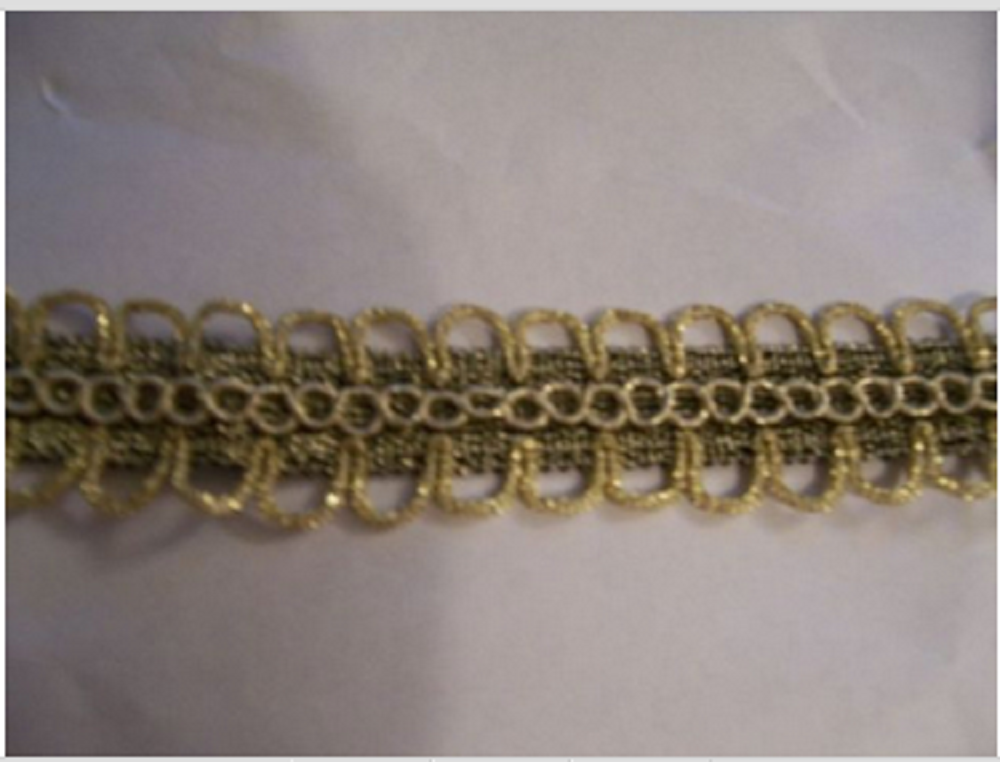VINTAGE-LOVELY-DESIGNER-TRIM-METALLIC-GOLD-BLACK-DOUBLE-LOOPY-PASSEMENTARIE-BRAID-5yds