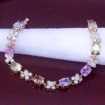 DAZZLING 18K PLATE KUNZITE PERIDOT CITRINE AMETHYST WHITE TOPAZ LOOK BRACELET