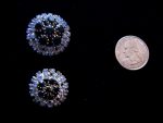 3 LT BLUE SAPPHIRE BLUE & CLEAR RHINESTONE VINTAGE BUTTONS 1 5/16" IN SIZE  #274