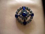 3 LT & DEEP BLUE RHINESTONE ANT GOLD TONE BUTTONS 1.3" IN SIZE  #264
