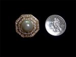 3 PEARL CENTER HEXANGONAL GOLDEN RHINESTONE BUTTONS 1" IN SIZE  #245
