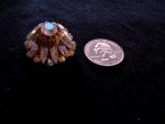 3 VINTAGE AURORA MARQUISE RHINESTONE GOLD TONE BUTTONS 1.25" IN SIZE  #266