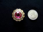 4 HOT PINK CRYSTAL RHINESTONE ACCENT  GOLDTONE SETTING BUTTONS 1 1/16" IN SIZE  #284
