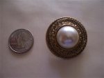 4 PEARL BUTTONS ANTIQUE GOLD TONE BAND TRIM 1.5" SIZE #184