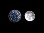 5 IRIDESCENT BLUE RHINESTONE SILVER TONE BUTTONS 1 1/8" IN SIZE  #260