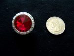 5 RED CRYSTAL RHINESTONE ACCENT  SILVER TONE SETTING BUTTONS 1 1/16" IN SIZE  #287