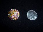 5 YELLOW PINK LT GREEN DOME RHINESTONE GOLD TONE BUTTONS 7/8" IN SIZE  #259