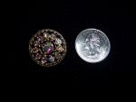 6 IRIDESCENT BLUE RHINESTONE ANT GOLD TONE BUTTONS 15/16" IN SIZE  #261