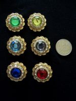 6 MULTICOLOR CRYSTAL RHINESTONE ACCENT  SETTING BUTTONS 1.06" IN SIZE  #291