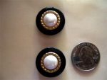6 PEARL BUTTONS WITH GOLD ROPE AND BLACK RIM 7/8" SIZE  #196