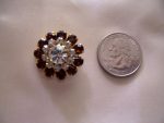6 RHINESTONE & GOLDEN TOPAZ GOLD TONE BUTTONS 15/16" IN SIZE  #262