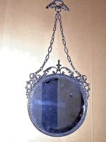 REFINED-PURE-GERMAN-PEWTER-LAVALIER-STYLE-MIRROR-With-BOW-CHAIN-1